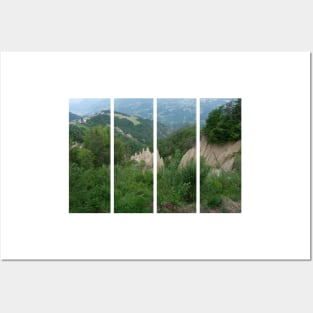 The incredible earth pyramids of Collepietra (Piramidi di Terra) in the Dolomites. Striking place. Italian Alps. Sunny spring day with no people. Valley in the background. Trentino Alto Adige. Posters and Art